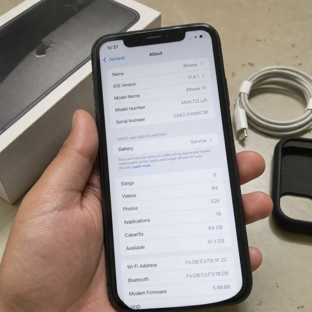 iphone about screen